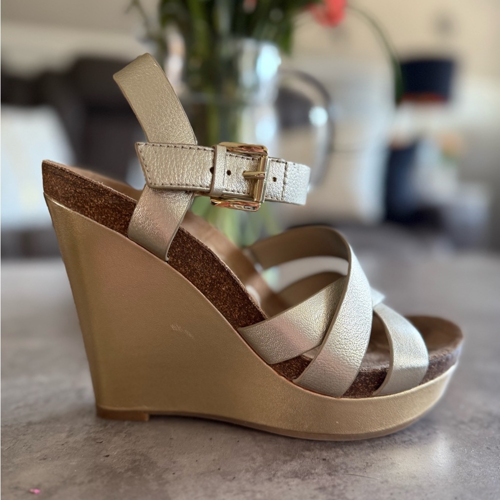 Sam Edelman Elegant Gold Wedge Sandals